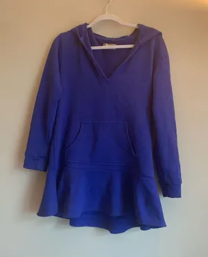 Free People Rafferty Hooded Mini Dress Royal Blue Women Medium 100% Cotton thumbnail 1