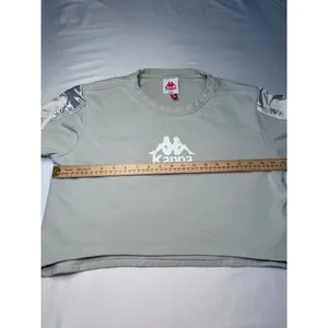 Kappa Womens Cropped Sweatshirt Light Grey Logo Sleeve Tape Large thumbnail 7
