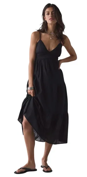Urban Outfitters Black Cotton Maxi Dress Size Large thumbnail 1