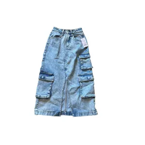 Women's Wild Fable Denim Midi Cargo Skirt Medium‎ Denim Wash Size XXS thumbnail 3