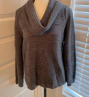 Worthington|| Grey cowl neck textured sweater thumbnail 1