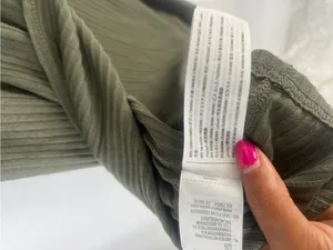 Abercrombie & Fitch Olive Green Ribbed Midi Skirt with Side Slit thumbnail 4