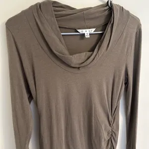 Cabi Lola Tee Brown Cowl Neck Ruched Long Sleeve Medium feminine flattering thumbnail 1