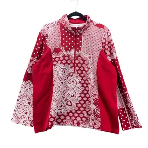 Susan Graver Quarter Zip‎ Red 1X thumbnail 1