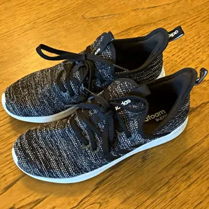 adidas Cloudfoam Pure Women’s Knit Low Top Lace-Up Sneakers Core Black/White thumbnail 1