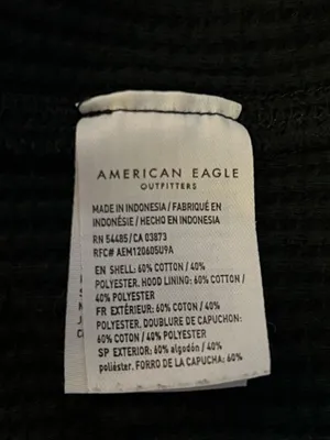 American Eagle Outfitters Hoodie Womens Small Black Waffle Knit Thermal Pullover thumbnail 7
