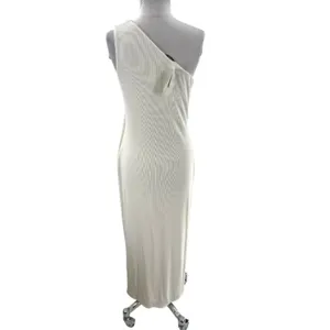 NWT‎ Abercrombie & Fitch form to flatter one shoulder ribbed maxi dress white M thumbnail 9