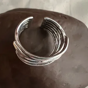 Silver metal stacked wired layer ring thumbnail 4