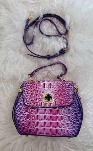 Women's Unbranded Purple Pink Faux Croc Embossed Crossbody Clutch Bag One Size thumbnail 1