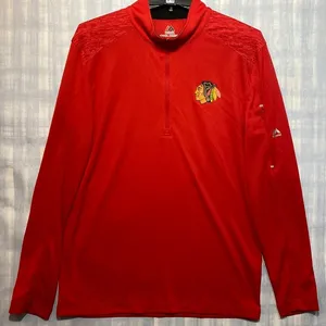 Majestic Chicago Blackhawks red zip-up pullover thumbnail 1