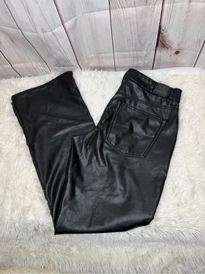 American Eagle Outfitters Black Faux Leather Flare Pants thumbnail 2