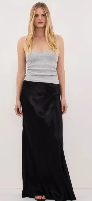 DISSH Charli Black Satin Maxi Skirt Size 10 Bias Cut Minimalist thumbnail 1