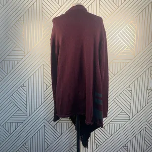 CAbi Port Wine‎ Fringe Wrap Cardigan Sweater thumbnail 10
