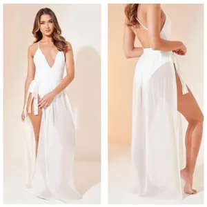 Matte Collection Sheer White Cover Up Sarong Adjustable Tie Skirt Size Medium thumbnail 2
