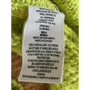 Free People Neon Green Open Knit Sweater XS Long Sleeve V Neck Cotton Blend thumbnail 4