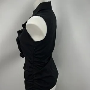 New York & Co small black ruched sleeveless top thumbnail 4