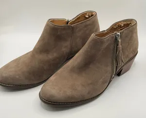 Vionic Serena Suede Ankle Boots Taupe Brown Tassel Zip Orthotic Booties 8.5 thumbnail 1