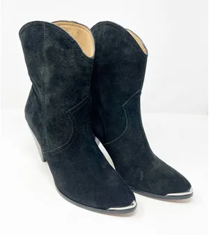 Joie Garner Western‎ Booties Black Suede Pointed Toe Cone Heel Ankle Boots 7.5 thumbnail 1