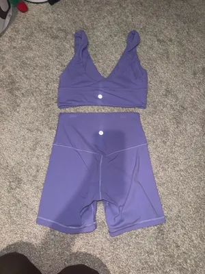 Lululemon align dark lavender set v neck bra and 6” shorts size 4/6 thumbnail 3