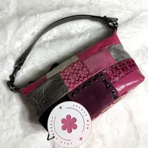 y2k Coach Vintage Pink Patchwork Demi Baguette Shoulder Bag Small Mini Purse thumbnail 1