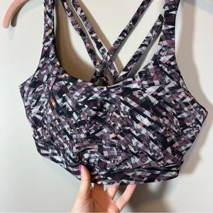 Lululemon Energy Bra Kaleidoscopic Pink Multi Medium Support 12 Black Gray‎ thumbnail 3