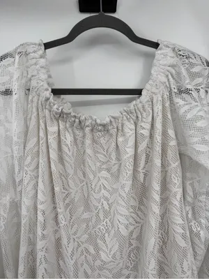 Lilly Pulitzer Nevie Dress M Resort White Lace Off Shoulder Bell Sleeve thumbnail 4