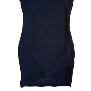 ASTR Navy Blue Waffle Knit V-Neck Tulip Hem Bodycon Dress‎ ADR93825 WMN's M NWT thumbnail 5