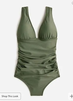 J. Crew Long-torso ruched V-neck one-piece size 4 thumbnail 1