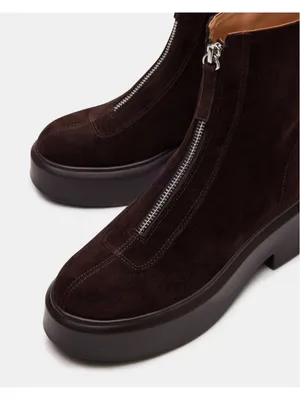 Steve Madden Women's Jones Ankle Boots Brown Suede, Lug Zip Moto Size 6.5 thumbnail 4