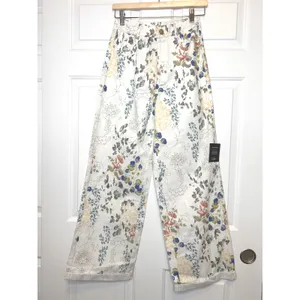 Lulus NWT Garden Cutie Ivory Floral Cotton‎ Twill High Rise Wide Leg Pants XS thumbnail 2