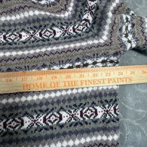 J Crew 100% Merino Wool Intarsia Sweater Gray Purple Fair Isle Womens Large thumbnail 7