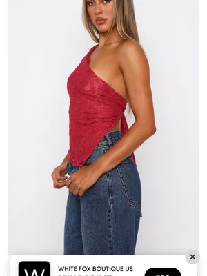 NWT white fox it’s a love story lace top in berry OS thumbnail 3