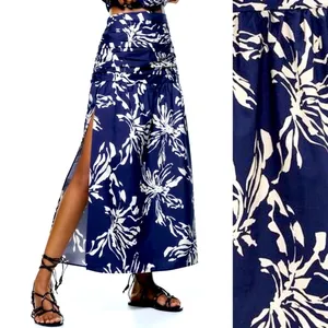NWT ZARA Floral Tropical Printed Midi Skirt Sz Small Pleated Side Slit thumbnail 2