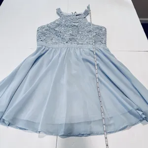 Lulus‎ Lover's Game Baby Blue Lace Chiffon Halter Skater Dress XL thumbnail 10