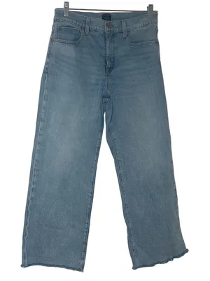 J.Crew Wide-Leg Crop Jeans Light Wash Raw Hem Size 27 Womens casual everyday thumbnail 1