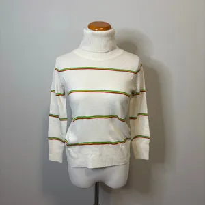 Madeleine Thompson NWT Striped Turtleneck Sweater White Red Yellow Green Small‎ thumbnail 2