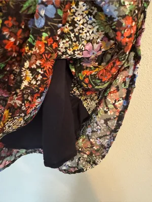 ANTHROPOLOGIE Maeve Melinda Tiered Tunic Dress XS 18.5” p2p Black Multi EUC thumbnail 12