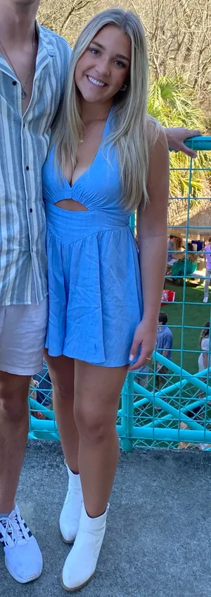 Hello Molly Blue tie romper thumbnail 1