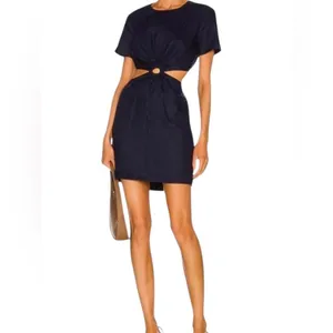 STAUD‎ Epona Linen Navy Cut Out Mini Dress thumbnail 8