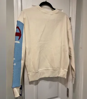 NWT Champion Heavyweight Reverse Weave Knit Sleeve Logo Cream Crew Neck Size M thumbnail 6