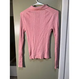 Gap Womens Size Small Ribbed Polo T-Shirt Henley Pink Heather Long Sleeve Ribbed thumbnail 9