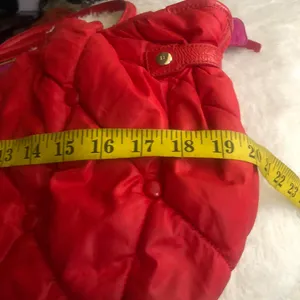 Kate Spade Coney Island Red Quilted Tufted Puffer Argyle Nylon Shoulder Hand Bag Purse Large Tote Zipper Closure thumbnail 5