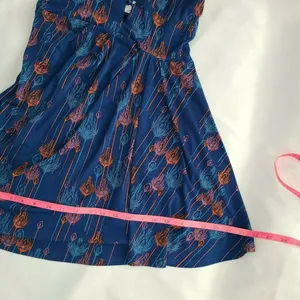 Free People Blue Peacock feather print Lined Halter Dress Boho Extra Small‎ XS thumbnail 10