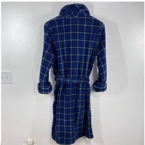 Tommy Bahama‎ Mens Blue Plaid Plush Fleece Bath Robe Small/Medium S/M Loungewear thumbnail 3