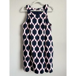 Crown & Ivy Seaside Lattice Printed Sleeveless Dress Navy Womens Sz‎ 14 Coastal thumbnail 6