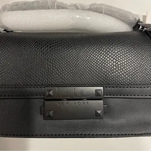 Nicole miller black matte vegan leather snake top handle dr. Bag crossbody NWT thumbnail 3