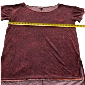 We The Free To M Burgundy Hi Low Distressed Terry Cloth Acid Wash Boho Oversized thumbnail 6