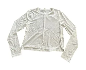 Lululemon Shirt Women 2‎ Soft White Lightweight Running Casual Logo Ladies DD6-2 thumbnail 1