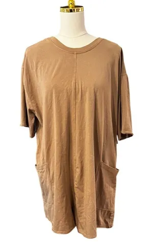 Free People Movement Hot Shot Tee Romper Oversized Mocha Latte One Piece NWT Med thumbnail 1