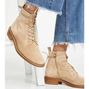 Vince Henderson Suede Lace Up Combat Boots Sand Tan Beige Womens 7.5 M EUR 38‎ thumbnail 2